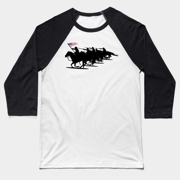 Cavalry Charge - Black Silhouette Baseball T-Shirt by twix123844